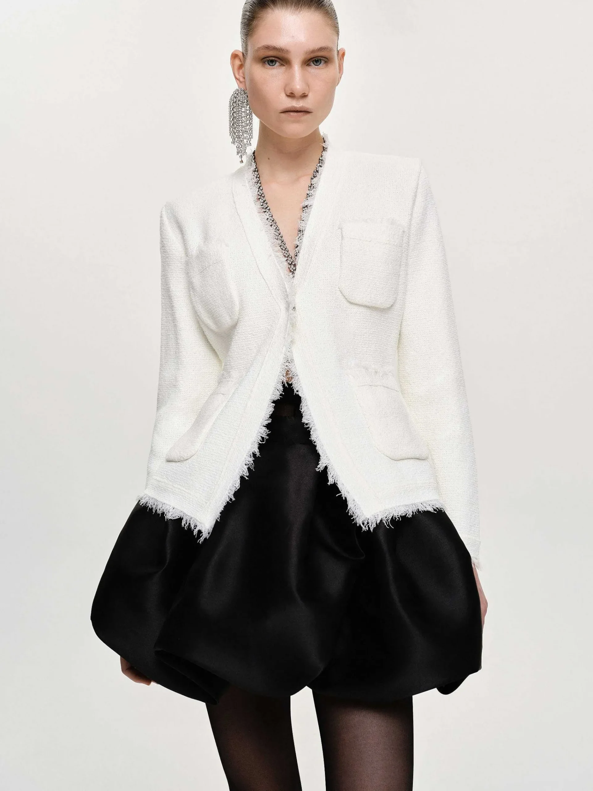 Source Unknown Accessoires-Cardigan Taille Cintree, Blanc Naturel