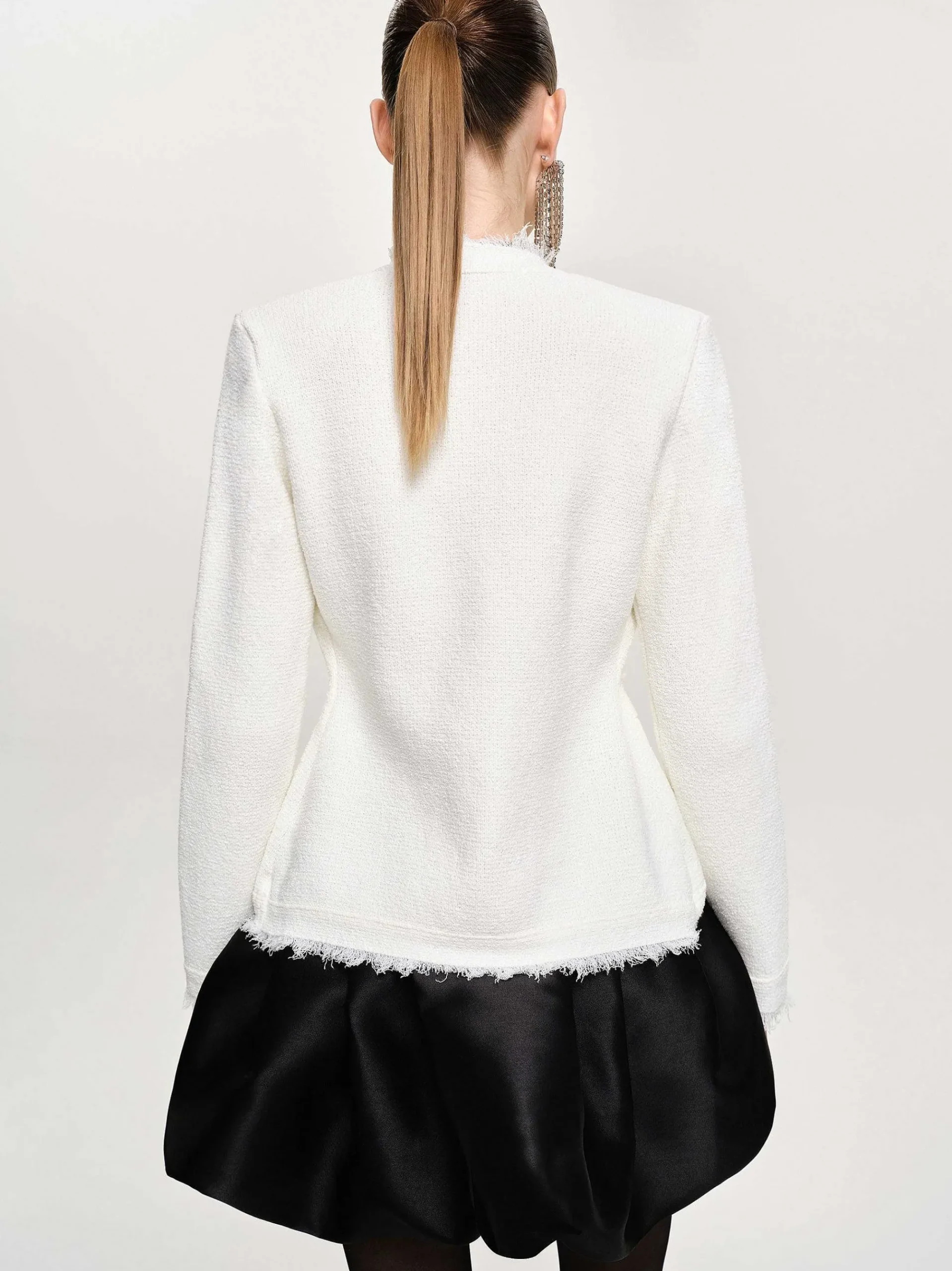 Source Unknown Accessoires-Cardigan Taille Cintree, Blanc Naturel