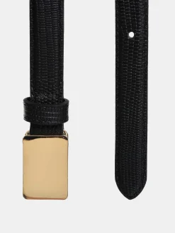 Source Unknown Accessoires-Ceinture Effet Croco A Boucle Plate, Dore