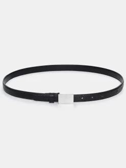 Source Unknown Vêtements-Ceinture Effet Croco A Boucle Plate, Argent