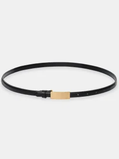 Source Unknown Vêtements-Ceinture En Cuir A Boucle Plate, Noire