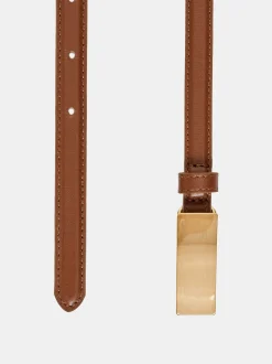 Source Unknown Vêtements-Ceinture En Cuir A Boucle Plate, Selle