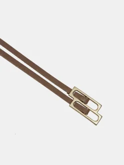 Source Unknown Vêtements-Ceinture En Cuir Double Fine, Moka