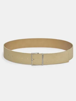 Source Unknown Accessoires-Ceinture En Daim A Boucle Carree, Nougat