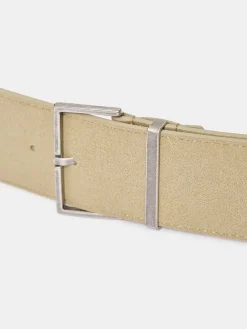 Source Unknown Accessoires-Ceinture En Daim A Boucle Carree, Nougat