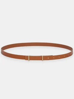 Source Unknown Accessoires-Ceinture Fine En Cuir De Veau, Beige
