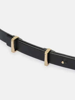 Source Unknown Vêtements-Ceinture Fine En Cuir De Veau, Noir