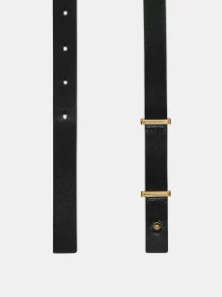 Source Unknown Vêtements-Ceinture Fine En Cuir De Veau, Noir