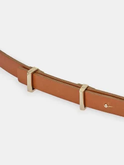 Source Unknown Vêtements-Ceinture Fine En Cuir De Veau, Beige