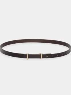Source Unknown Accessoires-Ceinture Fine En Cuir De Veau, Marron