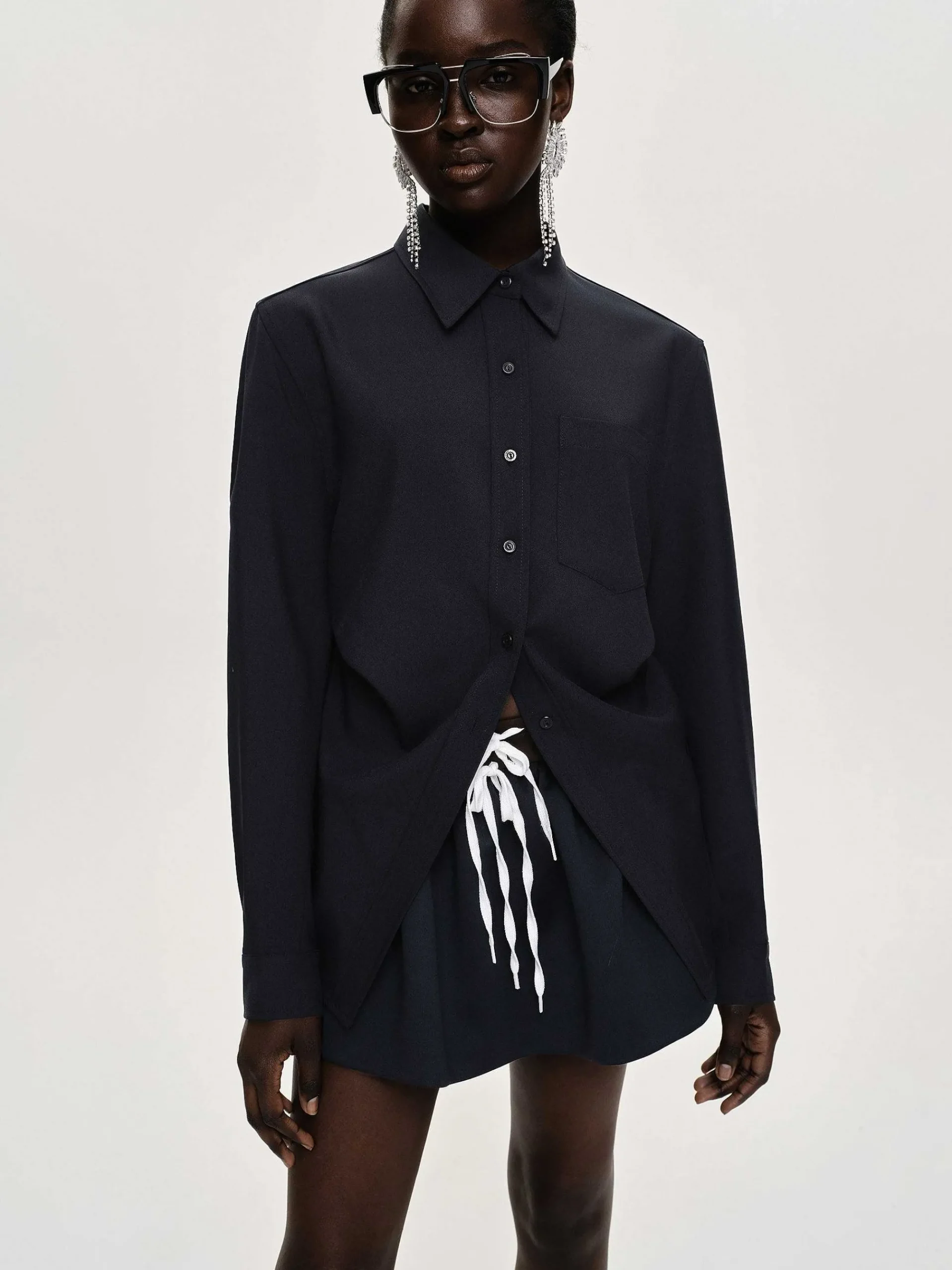 Source Unknown Accessoires-Chemise A Taille Ajustee, Bleu Marine