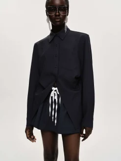 Source Unknown Accessoires-Chemise A Taille Ajustee, Bleu Marine