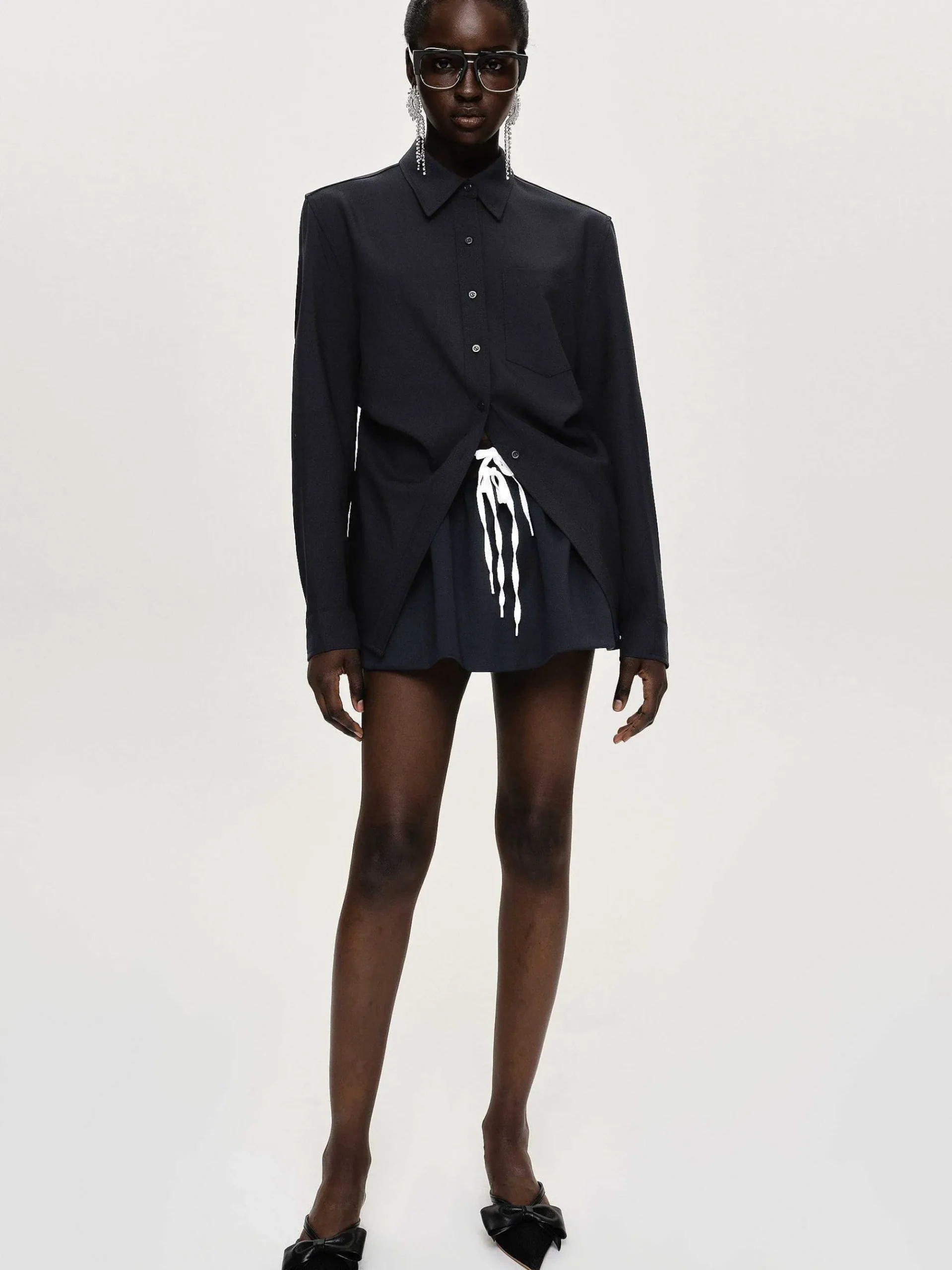 Source Unknown Accessoires-Chemise A Taille Ajustee, Bleu Marine
