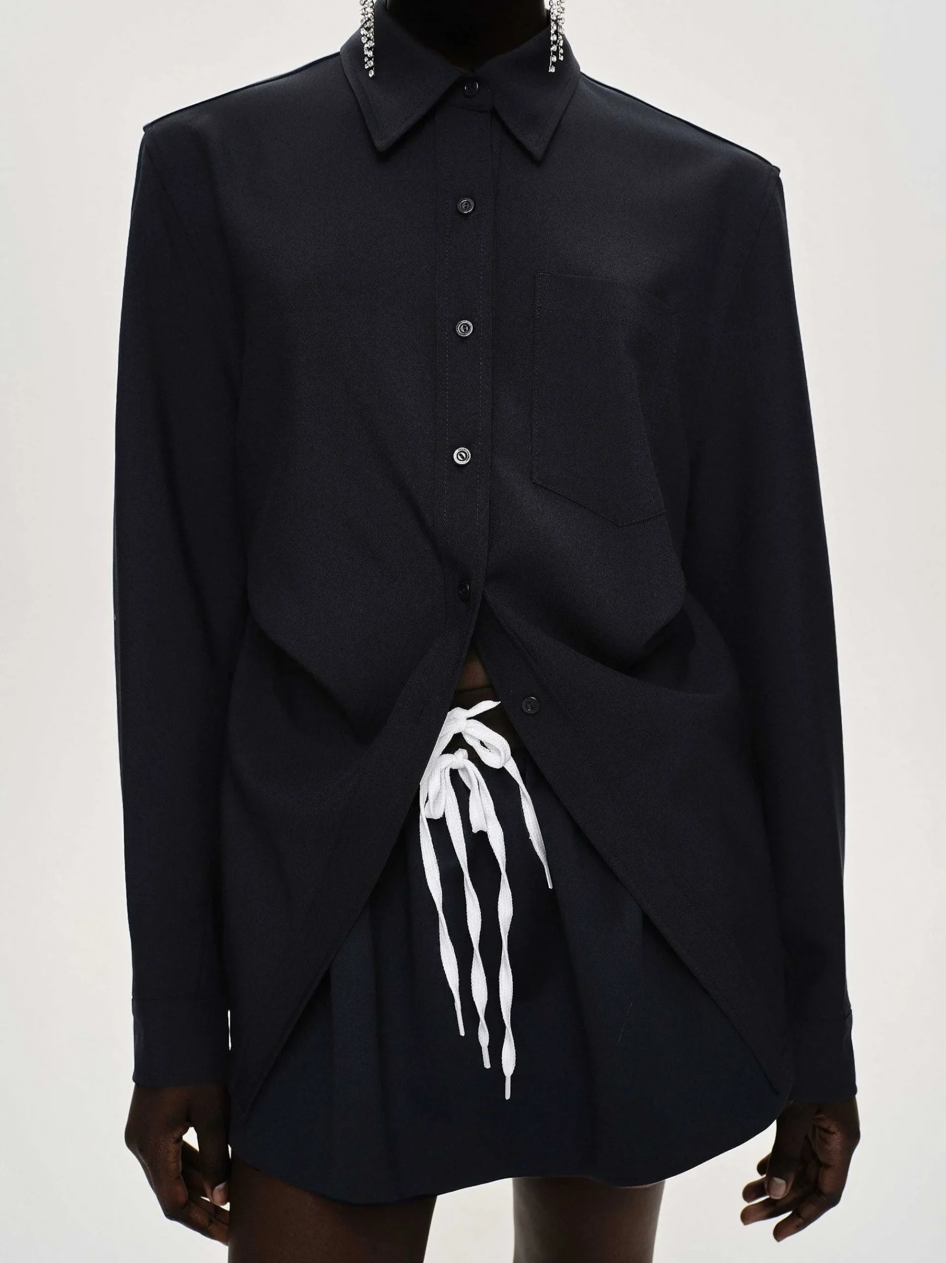 Source Unknown Accessoires-Chemise A Taille Ajustee, Bleu Marine