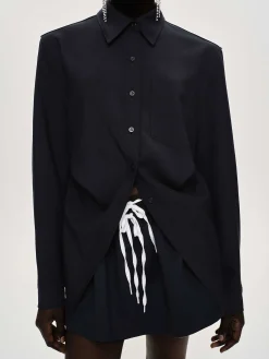 Source Unknown Accessoires-Chemise A Taille Ajustee, Bleu Marine