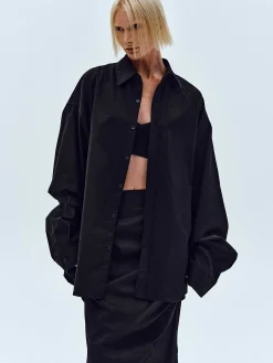 Source Unknown Accessoires-Chemise En Coton Over-Fit, Noir