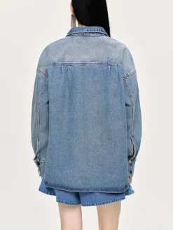 Source Unknown Jean-Chemise En Jean Surdimensionnee, Delave Teinte