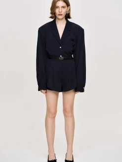 Source Unknown Vêtements-Chemise Fluide Surdimensionnee, Bleu Marine