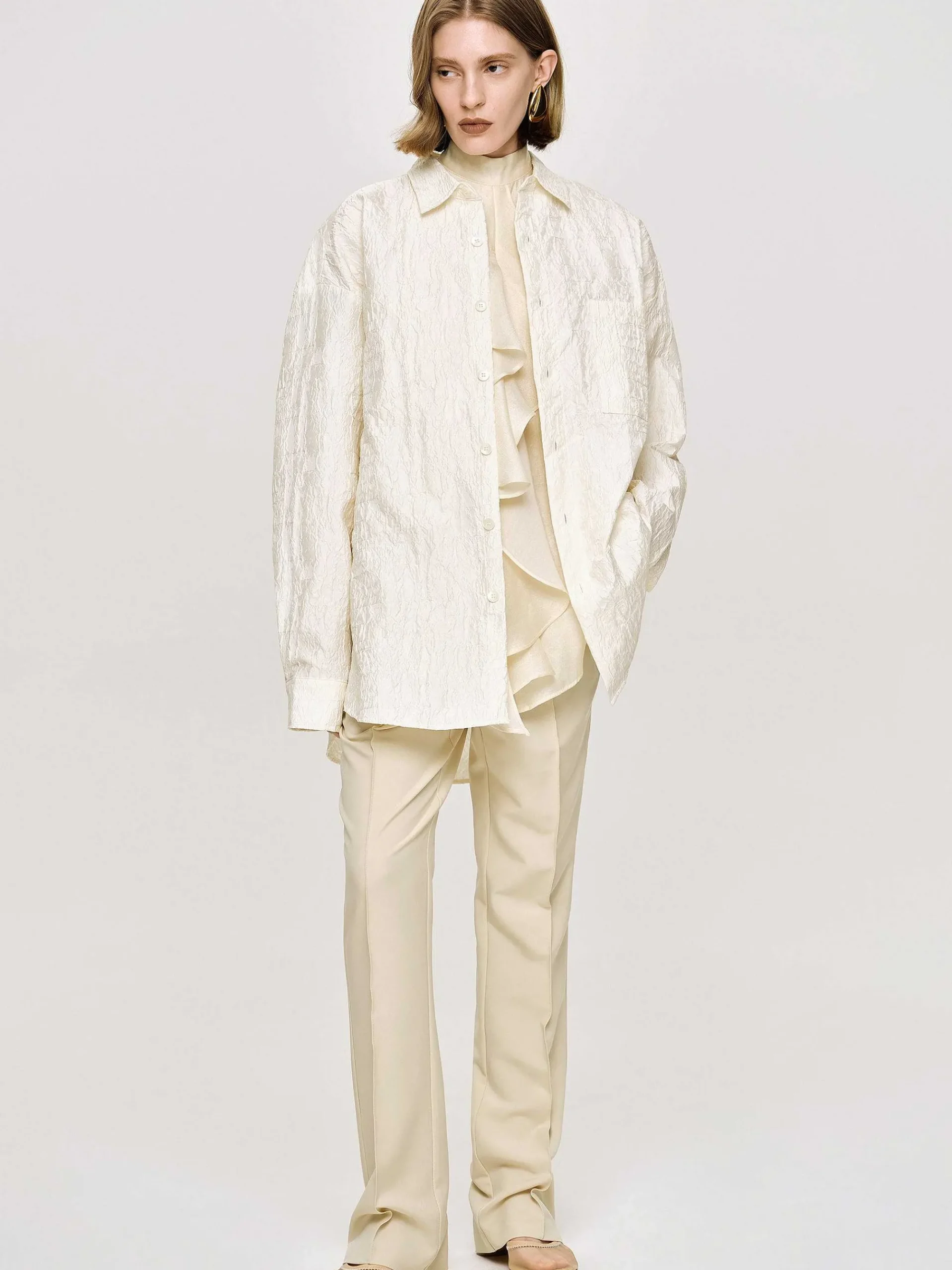 Source Unknown Accessoires-Chemise Jacquard Over-Fit, Parchemin