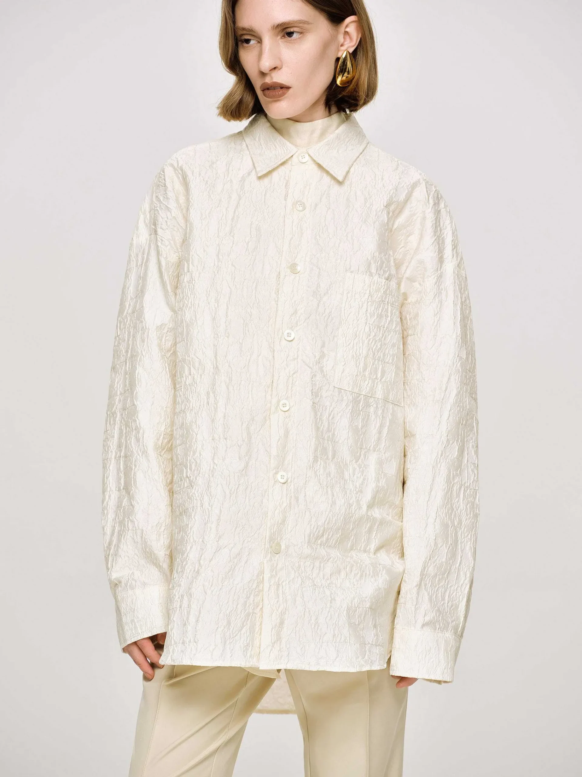 Source Unknown Accessoires-Chemise Jacquard Over-Fit, Parchemin