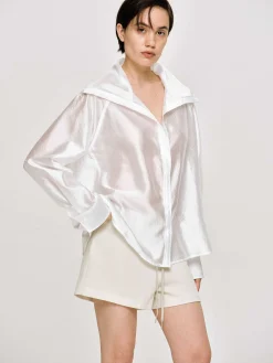 Source Unknown Hauts-Chemise Transparente A Col Marin, Blanche