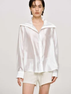 Source Unknown Vêtements-Chemise Transparente A Col Marin, Blanche