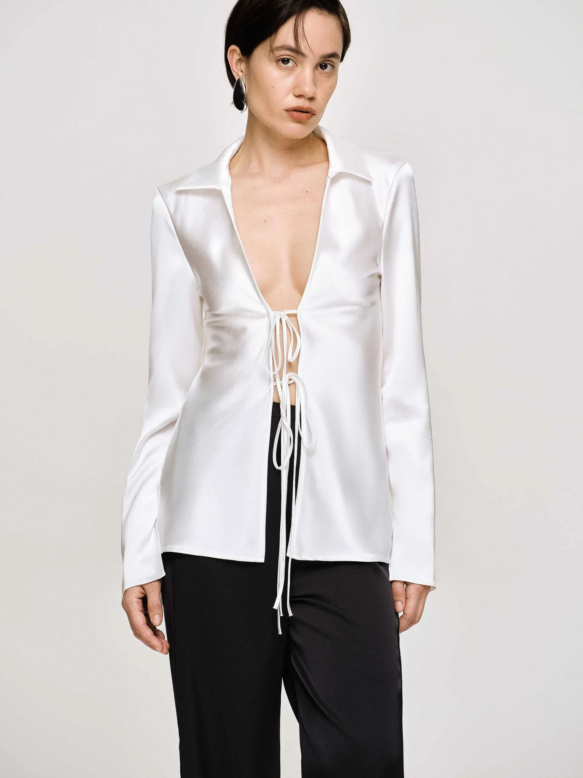 Source Unknown Hauts-Chemisier En Satin Reyna, Perle