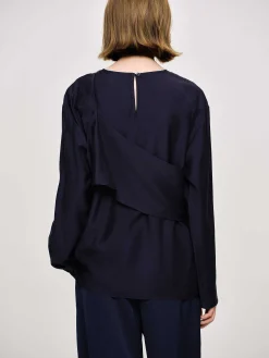 Source Unknown Vêtements-Chemisier Superpose, Bleu Marine