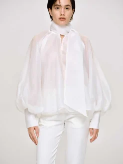 Source Unknown Accessoires-Chemisier Transparent Ballon, Blanc