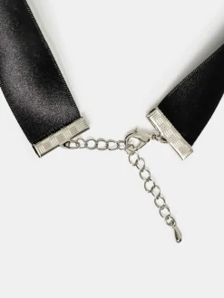 Source Unknown Accessoires-Collier Ras Du Cou Avec Noeud En Satin, Noir