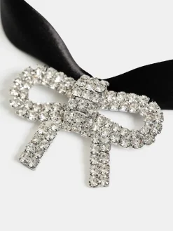 Source Unknown Accessoires-Collier Ras Du Cou Avec Noeud En Satin, Noir