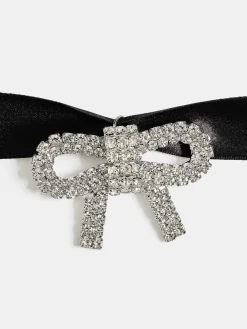 Source Unknown Vêtements-Collier Ras Du Cou Avec Noeud En Satin, Noir