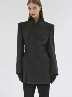Source Unknown Vêtements-Corrin Wrap Blazer, Charbon