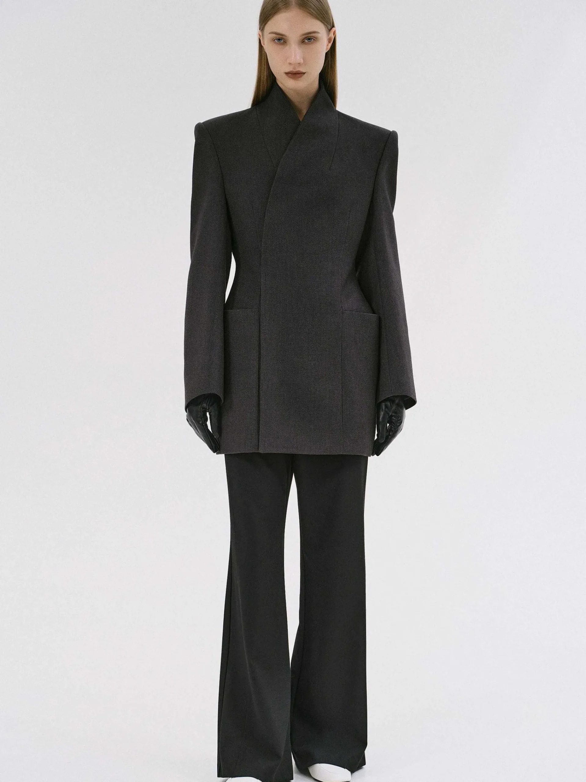 Source Unknown Vêtements D'Exterieur-Corrin Wrap Blazer, Charbon