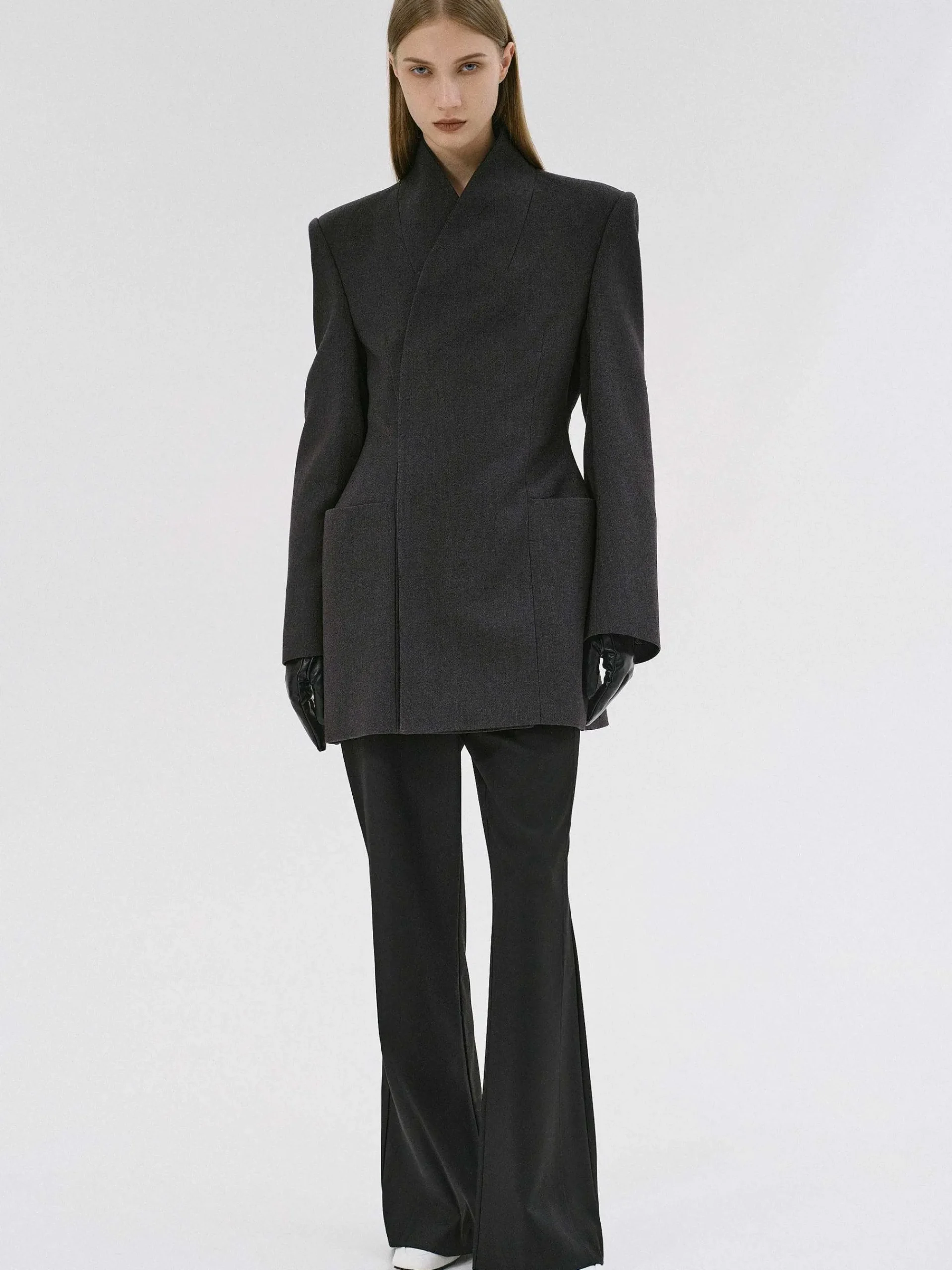Source Unknown Vêtements D'Exterieur-Corrin Wrap Blazer, Charbon
