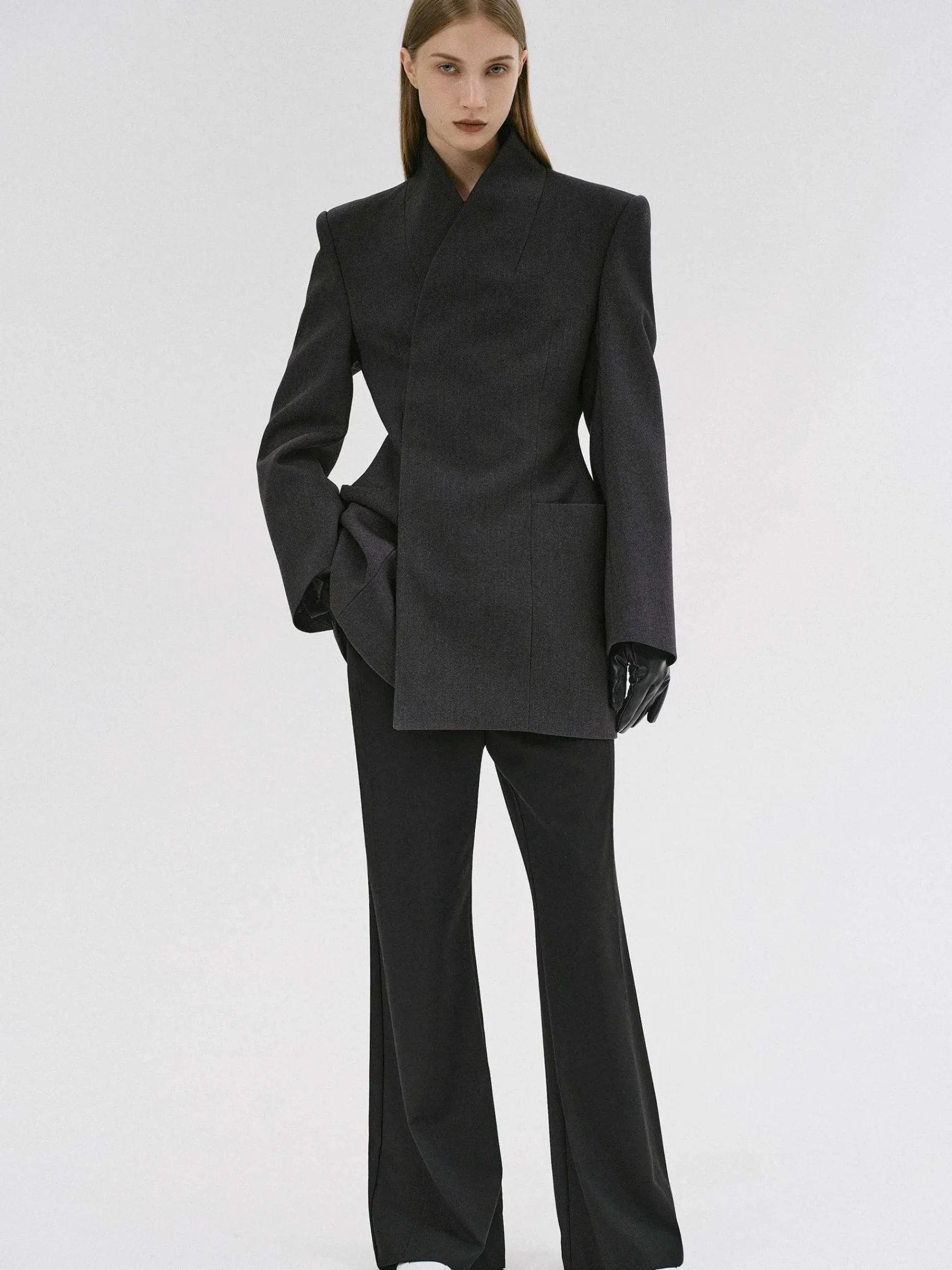 Source Unknown Vêtements D'Exterieur-Corrin Wrap Blazer, Charbon