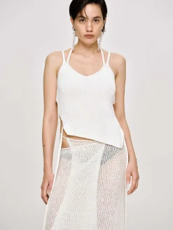 Source Unknown Vêtements-Debardeur Asymetrique En Tricot, Blanc