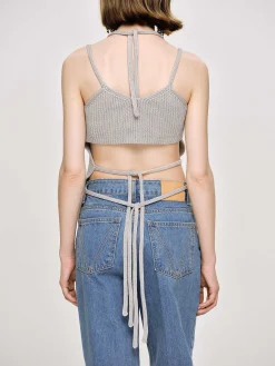 Source Unknown Vêtements-Debardeur En Tricot Asymetrique, Gris Fossile