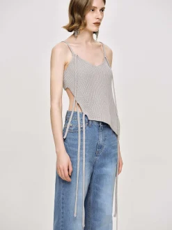 Source Unknown Tricots-Debardeur En Tricot Asymetrique, Gris Fossile