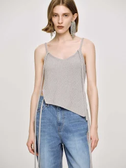 Source Unknown Tricots-Debardeur En Tricot Asymetrique, Gris Fossile