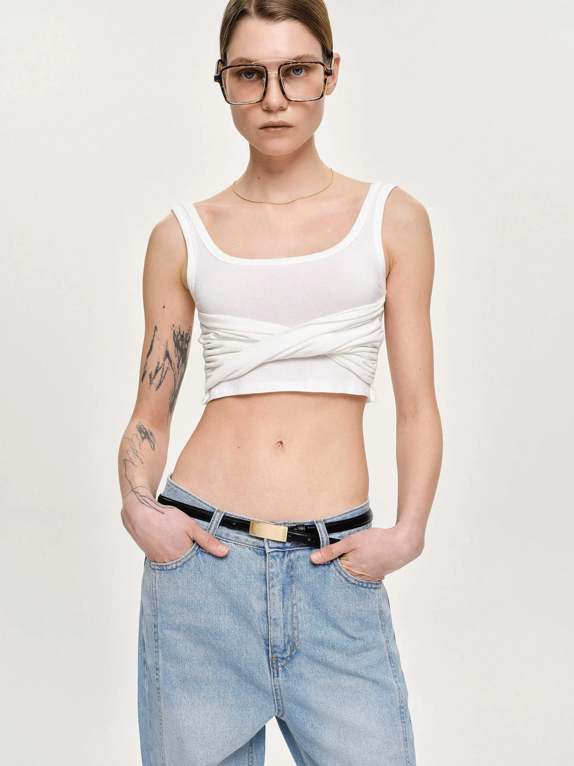 Source Unknown Vêtements-Debardeur Twist, Blanc