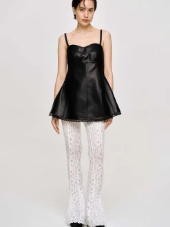 Source Unknown Hauts-Dessus En Cuir Bustier En Peau D'Agneau, Noir
