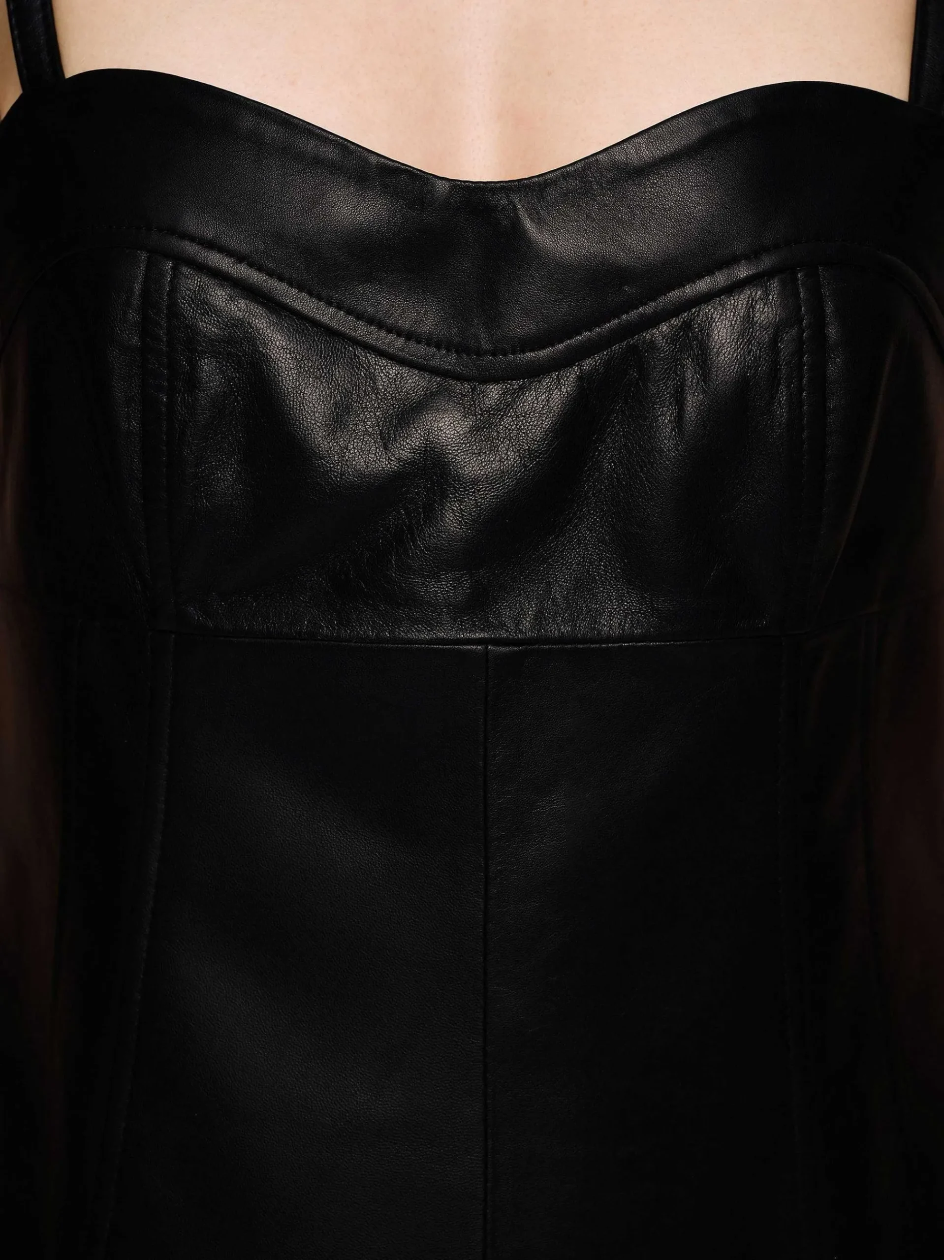 Source Unknown Hauts-Dessus En Cuir Bustier En Peau D'Agneau, Noir