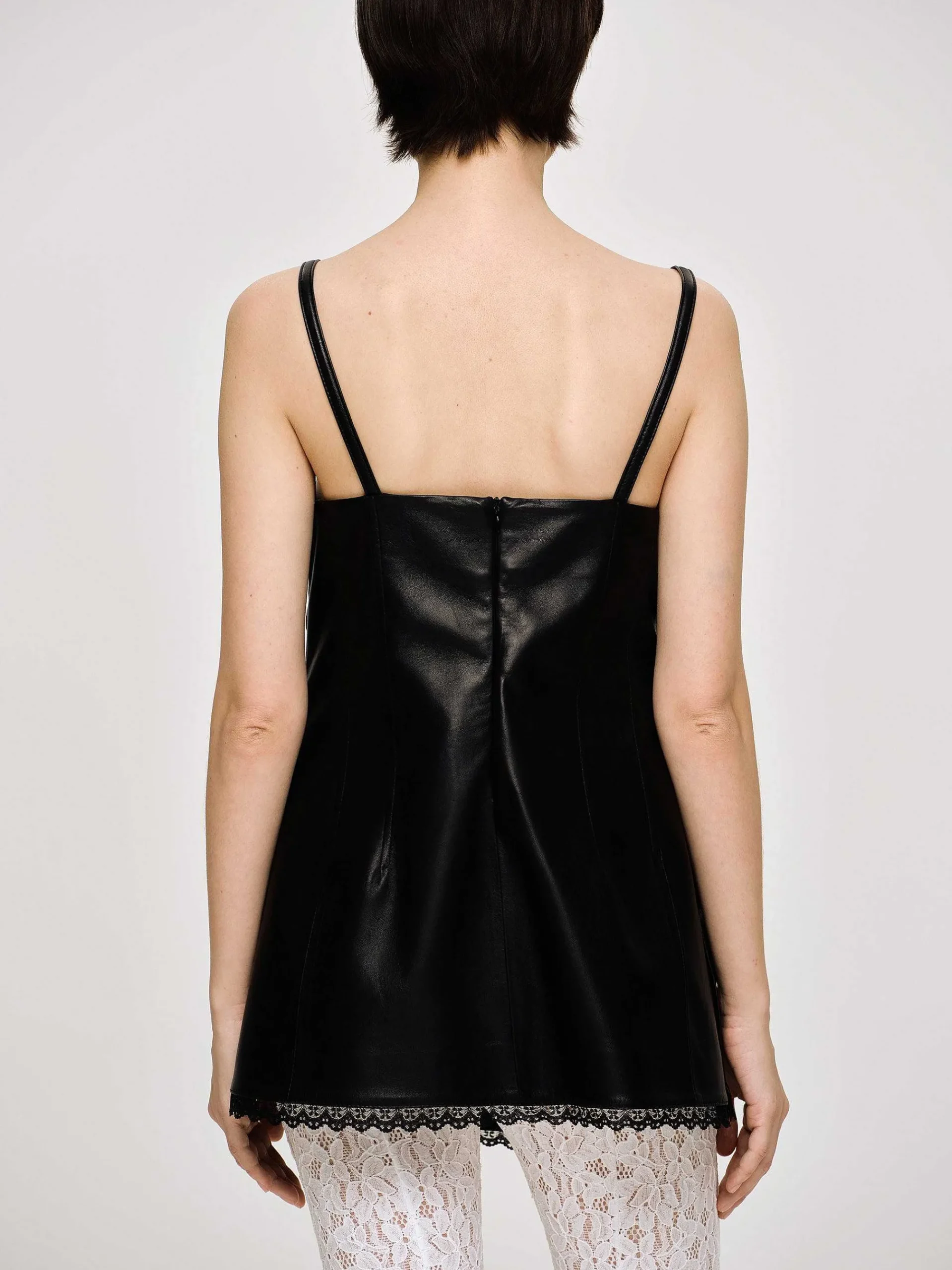 Source Unknown Hauts-Dessus En Cuir Bustier En Peau D'Agneau, Noir