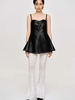 Source Unknown Hauts-Dessus En Cuir Bustier En Peau D'Agneau, Noir
