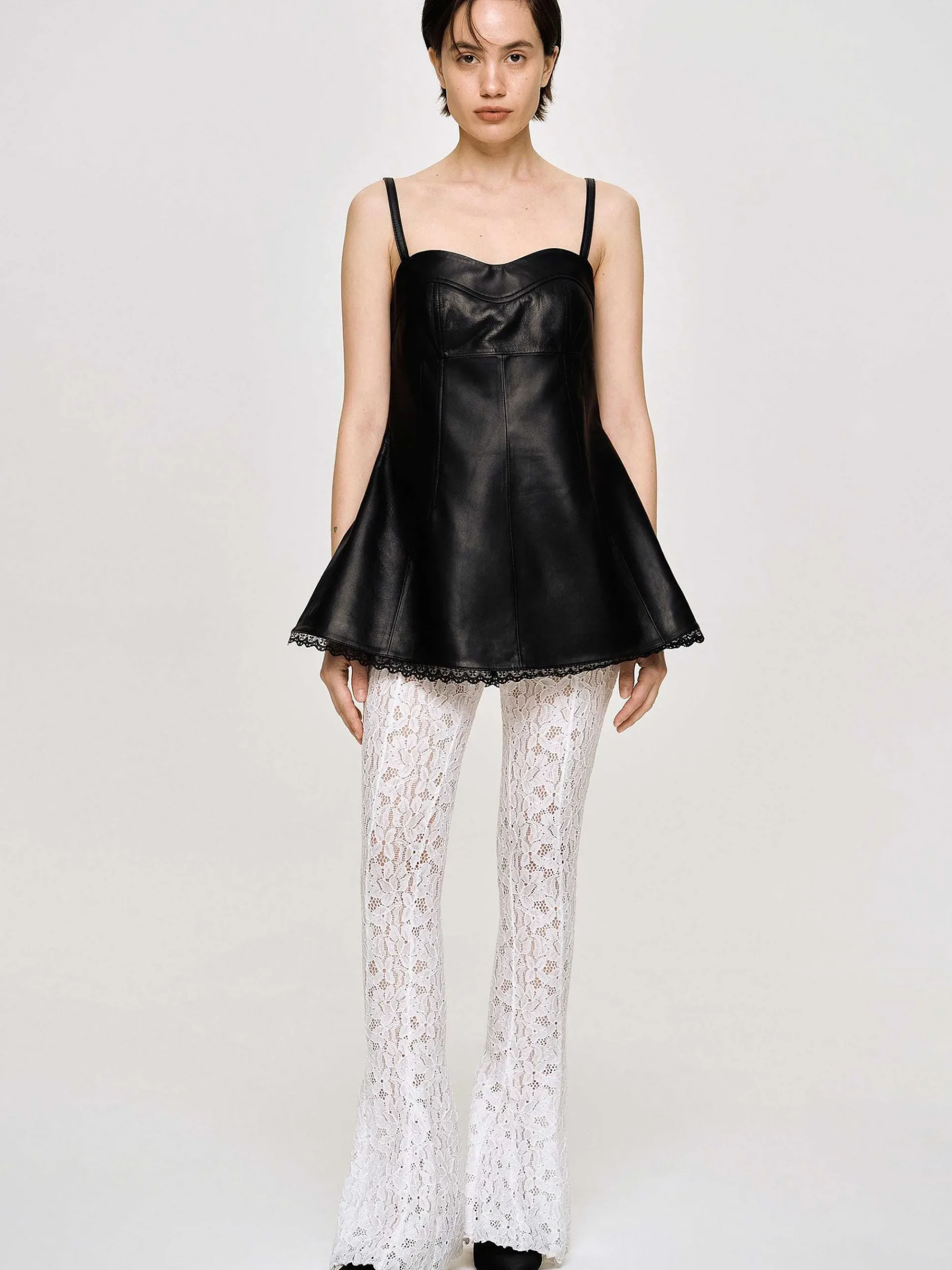 Source Unknown Hauts-Dessus En Cuir Bustier En Peau D'Agneau, Noir