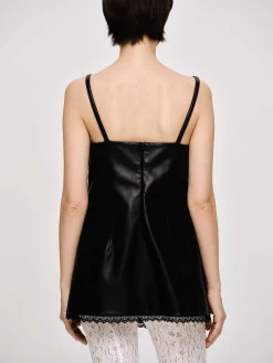 Source Unknown Vêtements-Dessus En Cuir Bustier En Peau D'Agneau, Noir