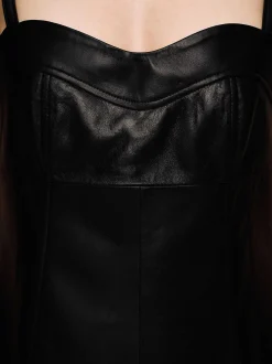 Source Unknown Vêtements-Dessus En Cuir Bustier En Peau D'Agneau, Noir