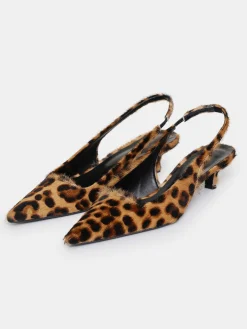 Source Unknown Chaussures Et Sacs-Escarpins A Bride Arriere En Poils De Vache Nalita, Marron Leo