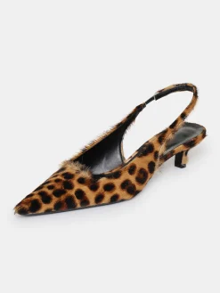 Source Unknown Chaussures Et Sacs-Escarpins A Bride Arriere En Poils De Vache Nalita, Marron Leo
